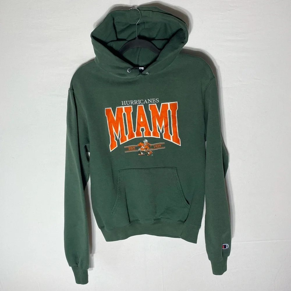 Champion Green Orange Miami Hurricanes Hoodie S Streetwear Collegiate Preppy - Picture 16 of 16
